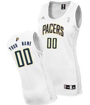 Women%27s Customized Indiana Pacers White Jersey